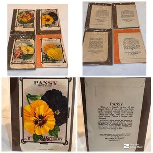 4pc Lot 1950s unused flower seed packets from the "Burts Seed Quality" brand